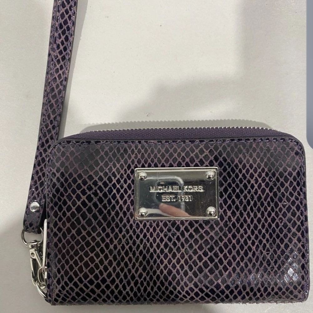 Michael Kors Purple Textured Clutch Wristlet.